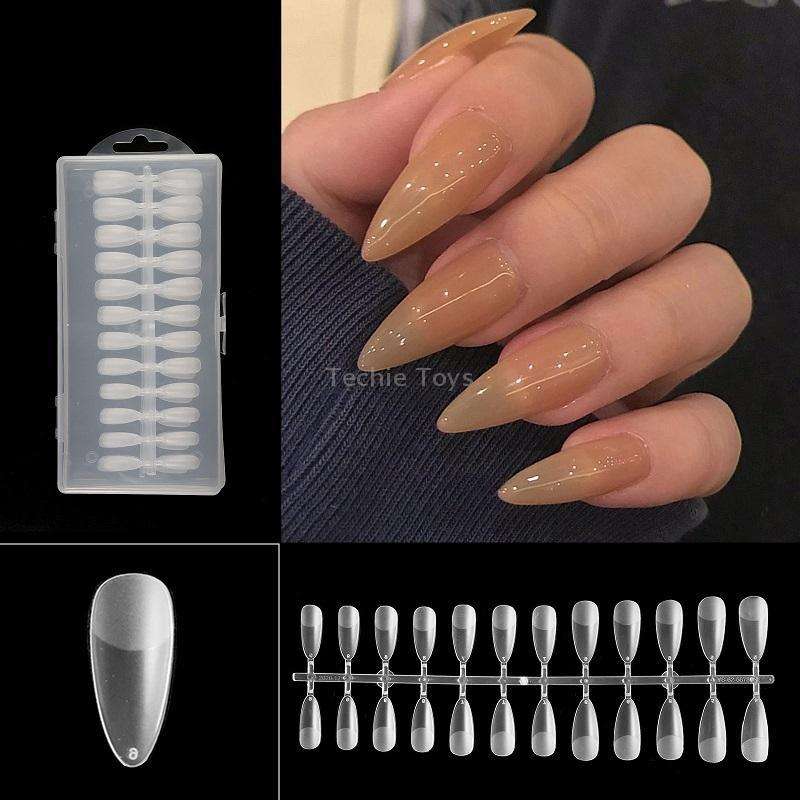 240 PCS Extended Manicure No-Engraving Frosted Thin Nail Piece WH-109 Single Number 5-9