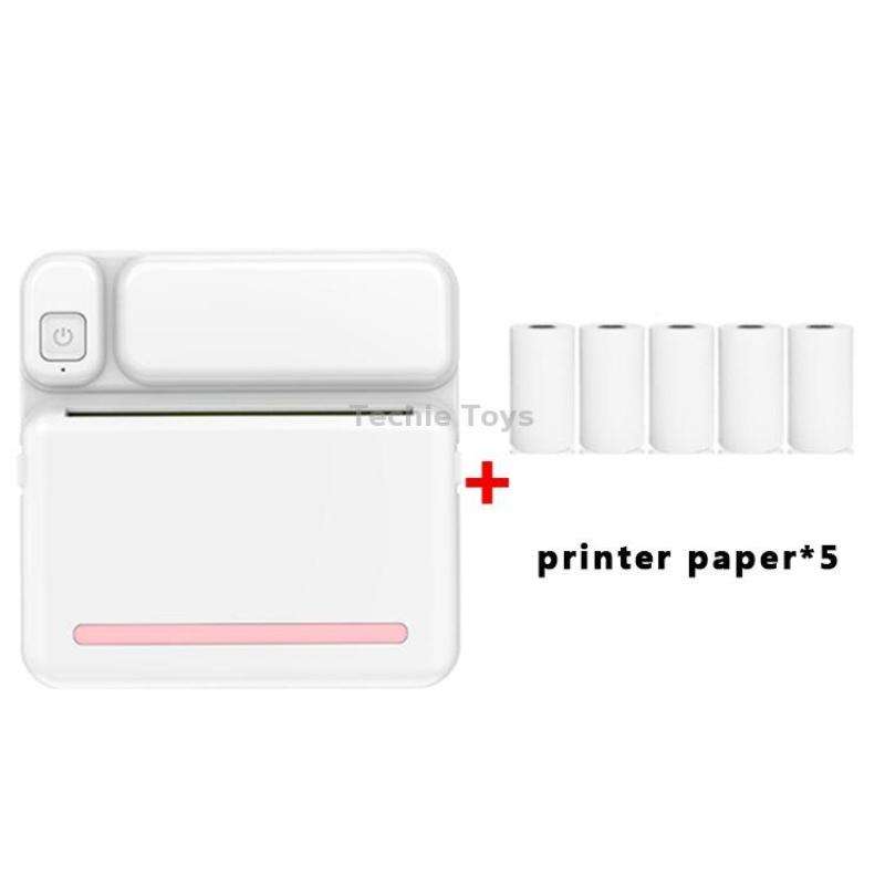 C19 200DPI Student Homework Printer Bluetooth Inkless Pocket Printer Pink Printer Paper x 5