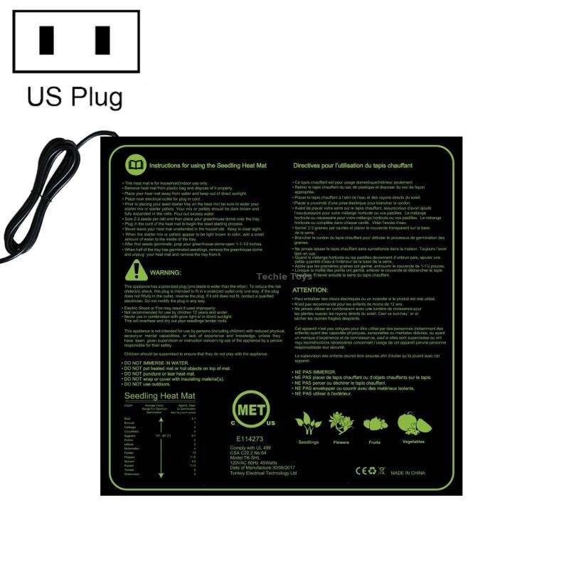20 x 20in Waterproof Seedling Heating Pad Constant Temperature Heating Pad(US Plug 120V)