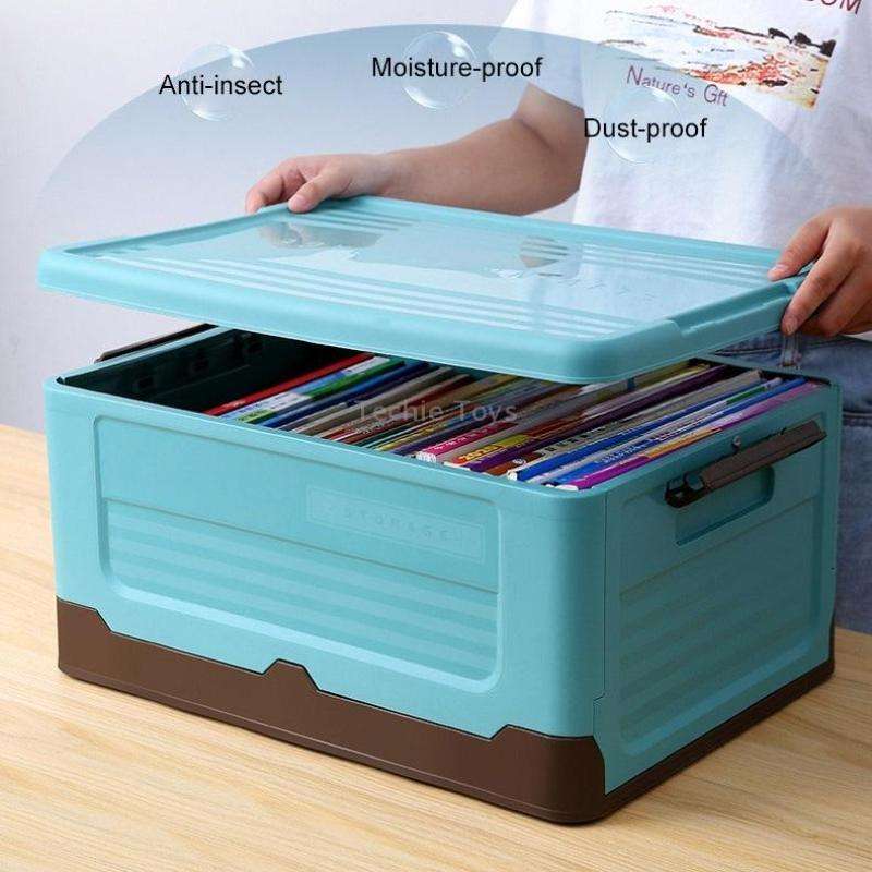 Foldable Book Box Plastic Storage Box, Color: S Mint Blue