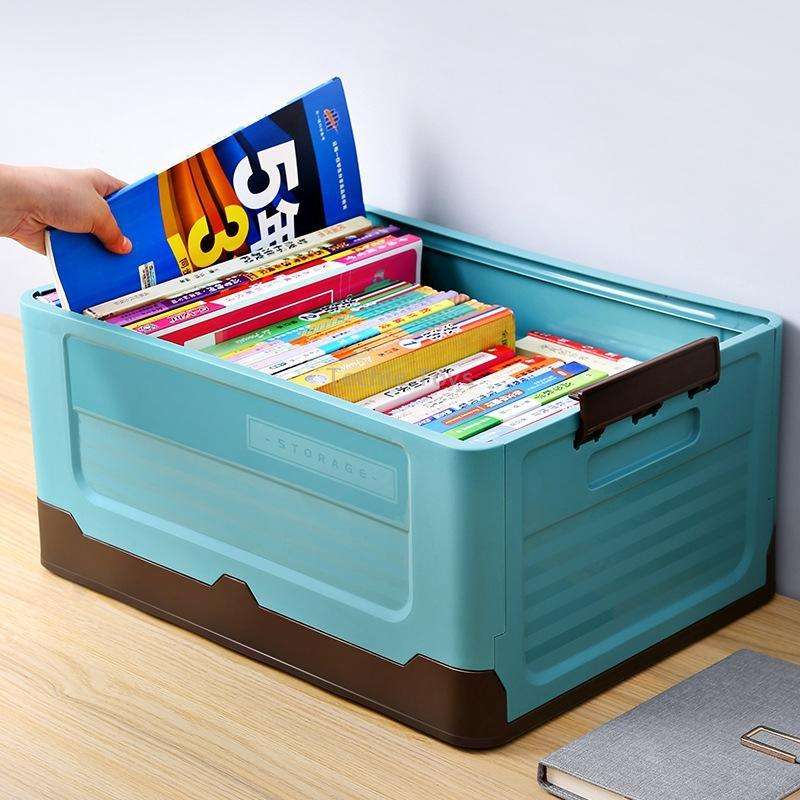 Foldable Book Box Plastic Storage Box, Color: S Mint Blue
