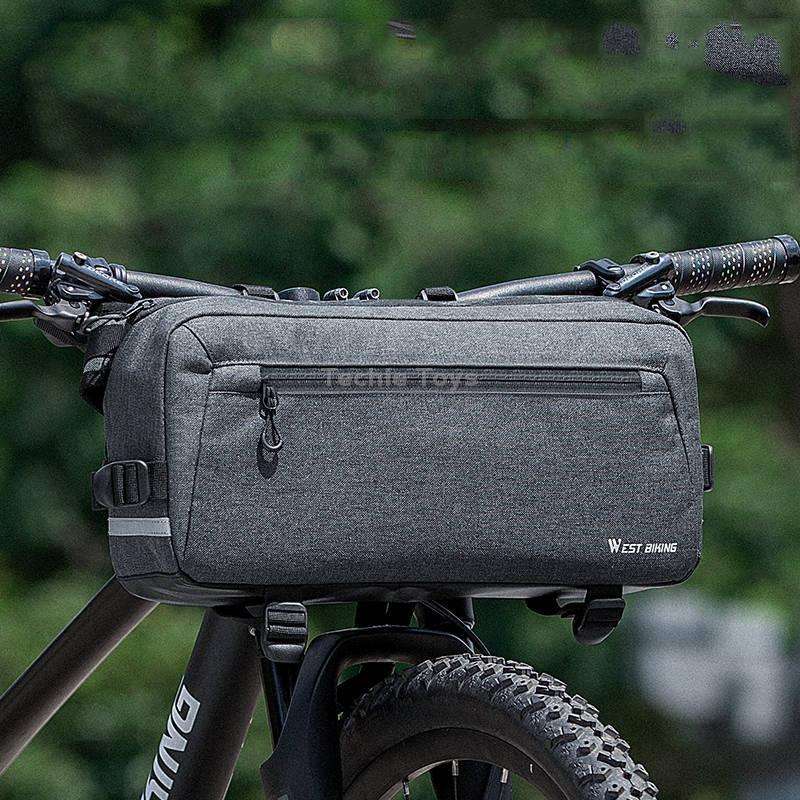 WEST BIKING YP0707301 Mountain Bike Handlebar Bag Multifunctional Large Capacity Head Bag(Grey)