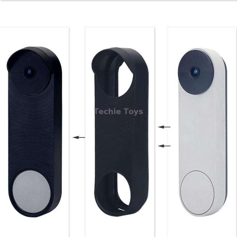 Doorbell Silicone Protective Cover for Google NEST HelloDoorbell Battery Version(Black)