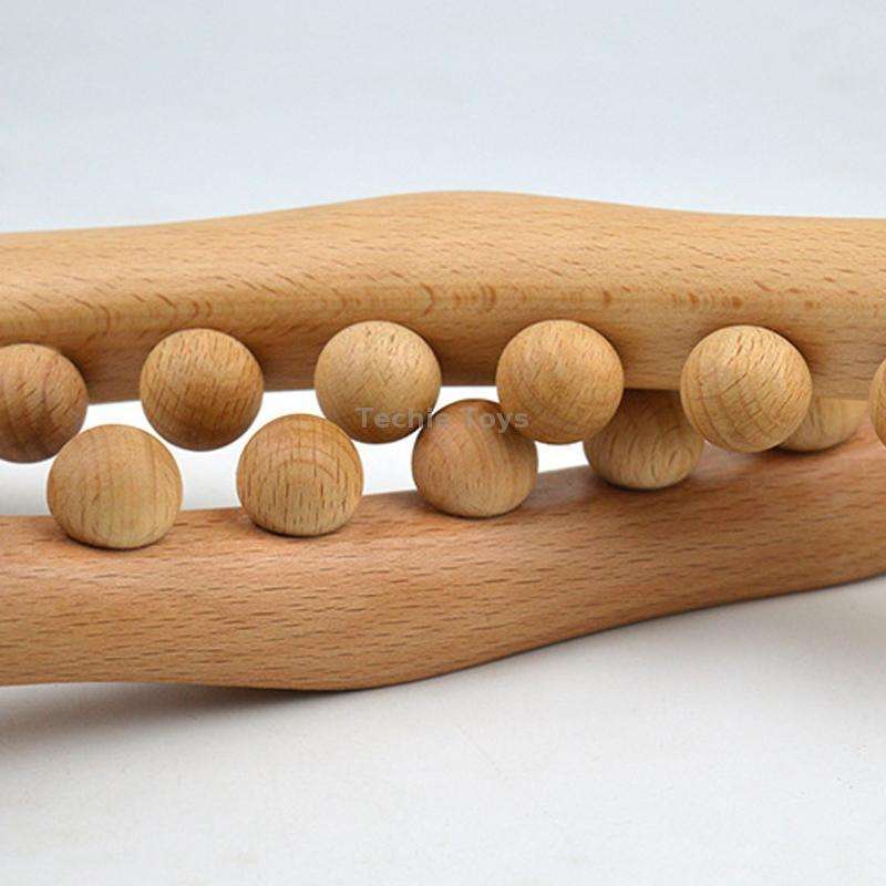 Eight-beaded Beech Wood Massage Stick Meridian Dredging Rolling Stick 53cm