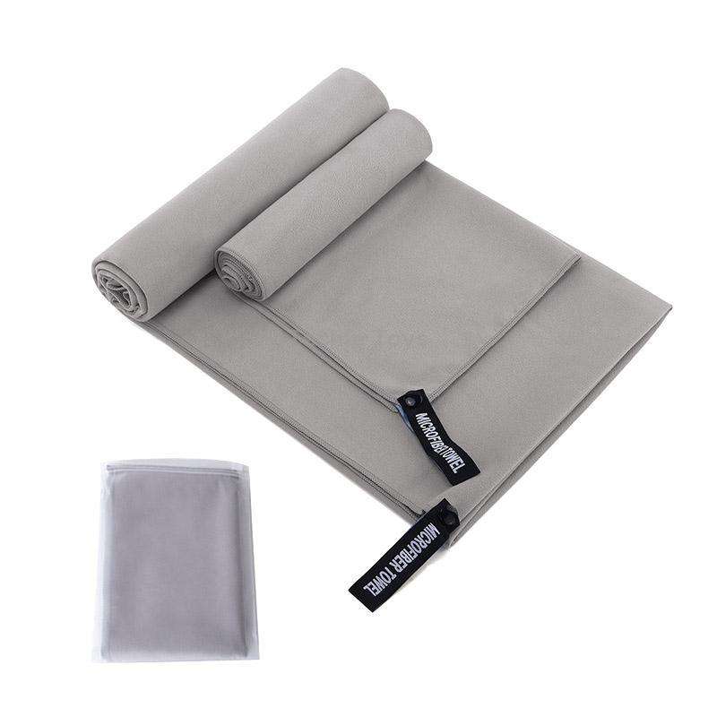 Absorbent Quick Dry Sports Towel Microfiber Bath Towel 76x152cm(Gray Square Mesh Bag)