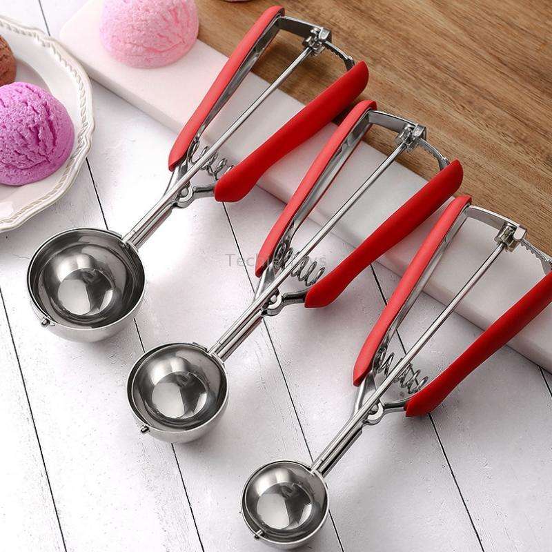 304 Stainless Steel Silicone Handle Ice Cream Scoop, Diameter 6cm