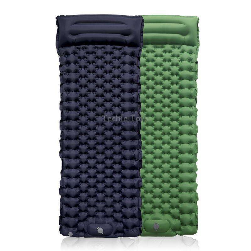 TPU Inflatable Sleeping Pad Camps Outdoor Waterproof Single Travel Cushion(Navy)