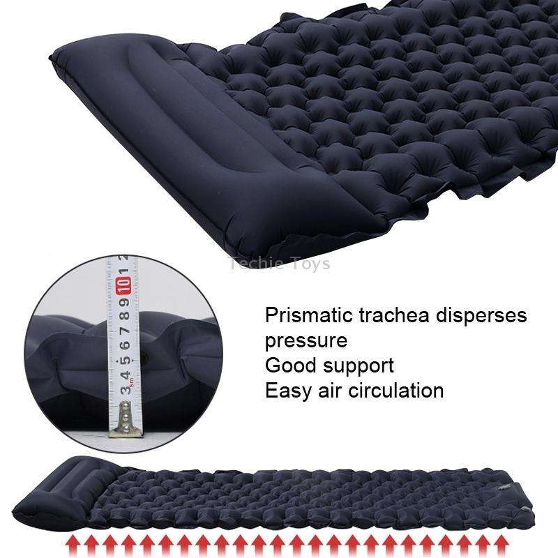 TPU Inflatable Sleeping Pad Camps Outdoor Waterproof Single Travel Cushion(Navy)