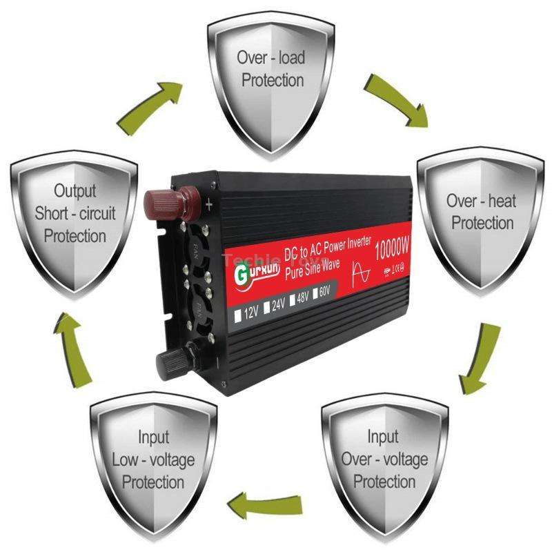 Gurxun HZ1500-10000 Sine Wave 10000W Inverter Power Converter, Specification: 60V To 220V