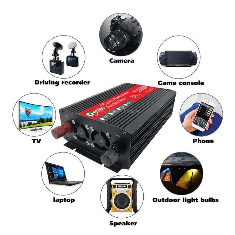 Gurxun 12000W High Power Household Car Sine Wave Inverter, Specification: 12V To 220V
