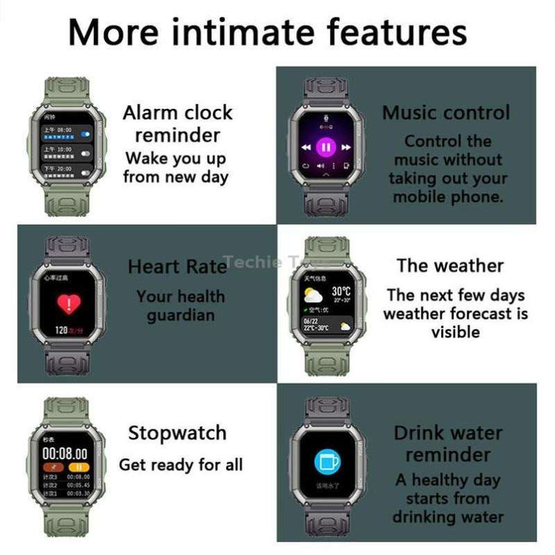 KR06 1.8 Inch Heart Rate Blood Pressure Monitoring Smart Calling Watch(Green)