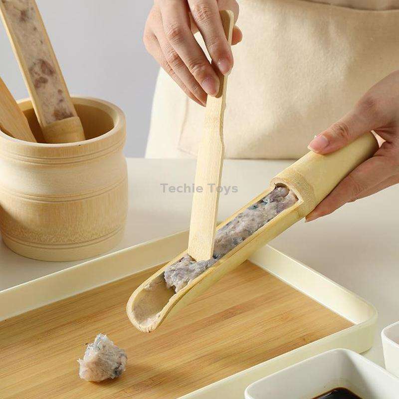 Shrimp Slip Spoon Bamboo Tube Hot Pot Restaurant Plate, Size: 3x20x13cm+Bamboo Slice