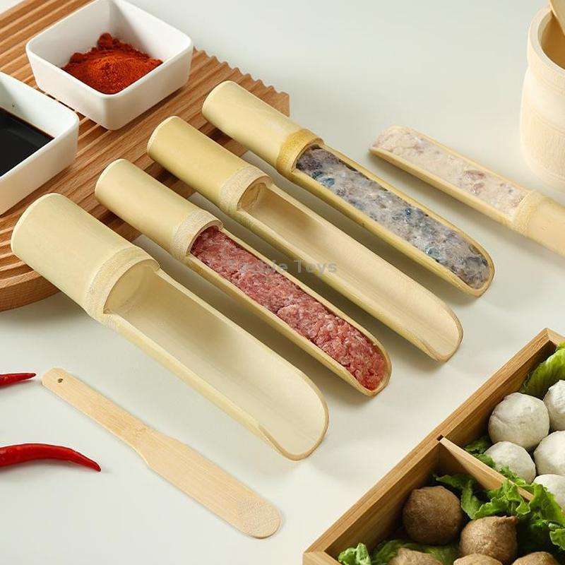 Shrimp Slip Spoon Bamboo Tube Hot Pot Restaurant Plate, Size: 3x20x13cm+Bamboo Slice