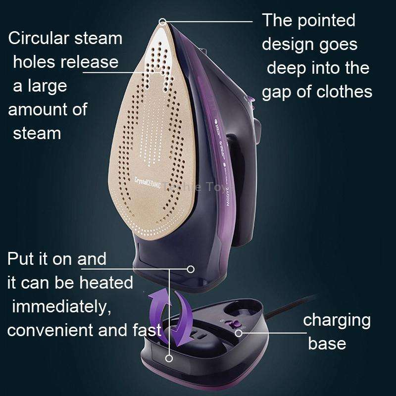 2400W Household Wireless Iron Handheld Steam Iron Garment Steamer,EU Plug(Green)