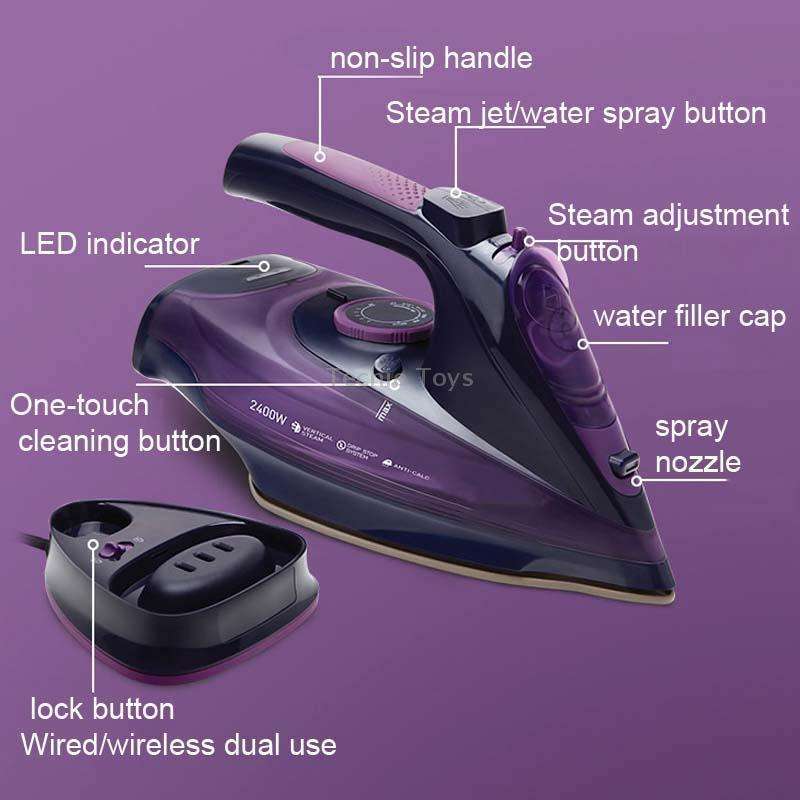 2400W Household Wireless Iron Handheld Steam Iron Garment Steamer,EU Plug(Green)