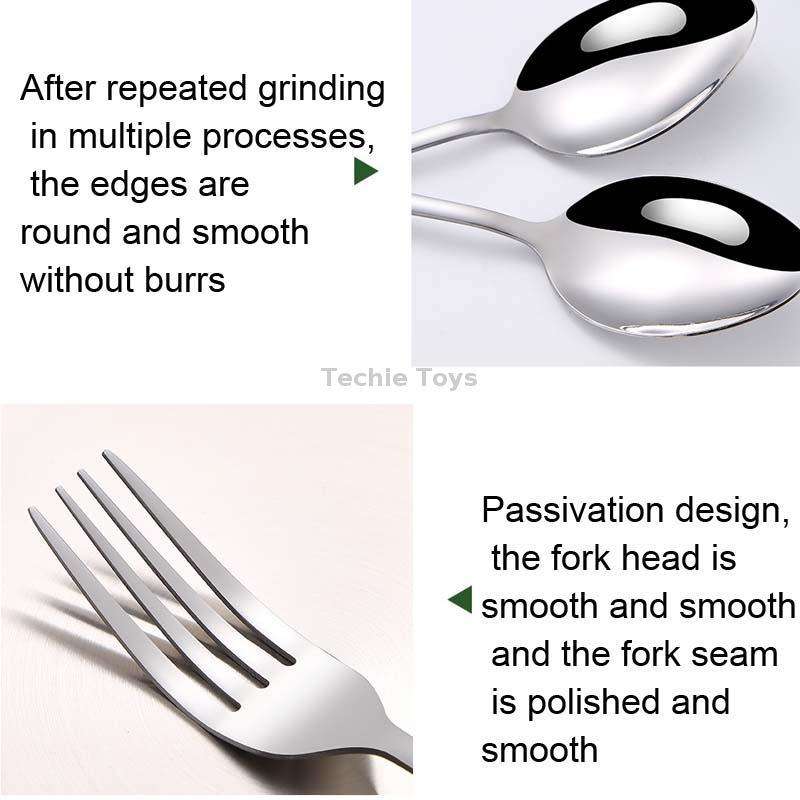 Stainless Steel Portable Cutlery Set Western Steak Knife Fork Spoon Set,Color: Black Gold