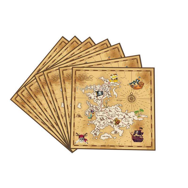 Pirate Treasure Hunt Themed Disposable Tablecloth Paper Plate Party Supplies Set(10 People Suit)
