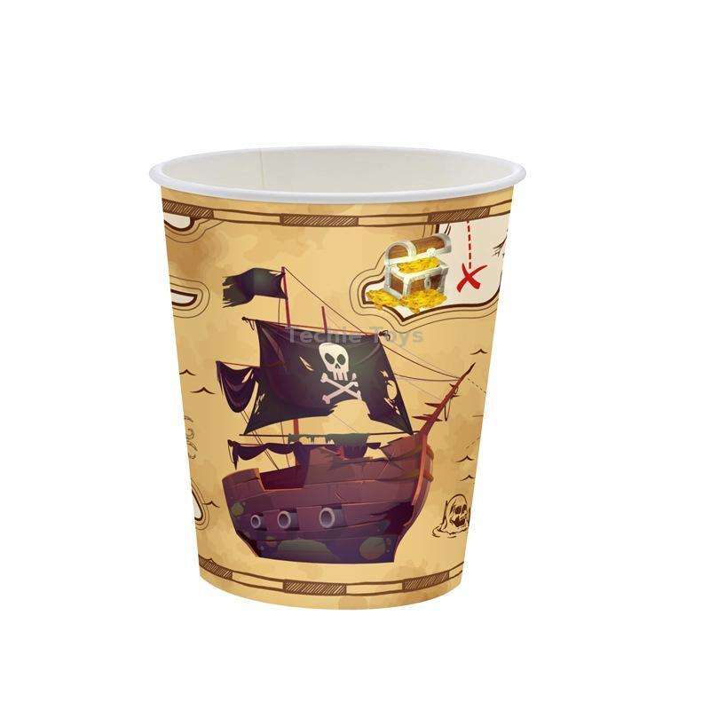 Pirate Treasure Hunt Themed Disposable Tablecloth Paper Plate Party Supplies Set(10 People Suit)