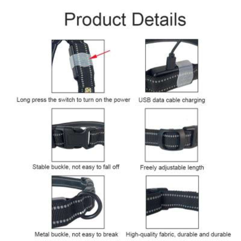 LED Rechargeable Wear-resistant and Waterproof Pet Lighting Collar, Size: M(Black)
