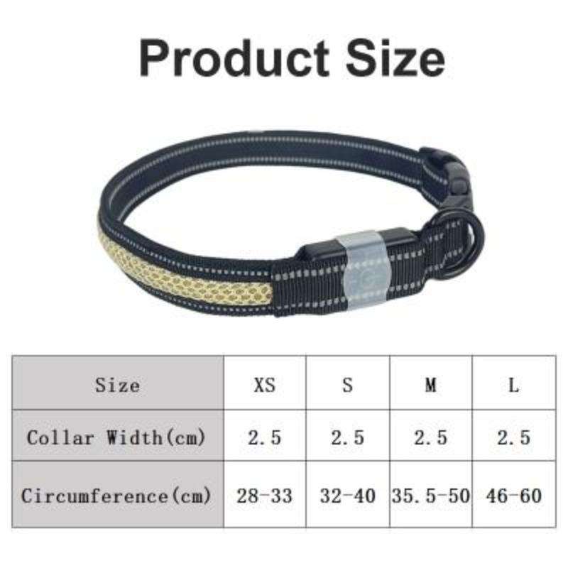 LED Rechargeable Wear-resistant and Waterproof Pet Lighting Collar, Size: M(Black)