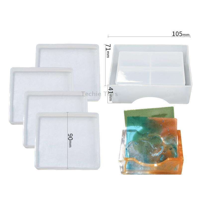 DIY Crystal Epoxy Storage Box Silicone Mould, Specification: Square Coaster Box Set