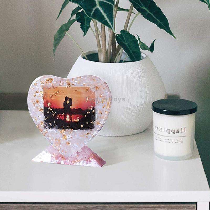Heart-shaped Square Photo Frame Display DIY Silicone Mould, Spec: L (Square)