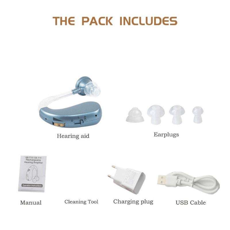 Hearing Aid Audiphones Sound Amplifier US Plug(Blue)