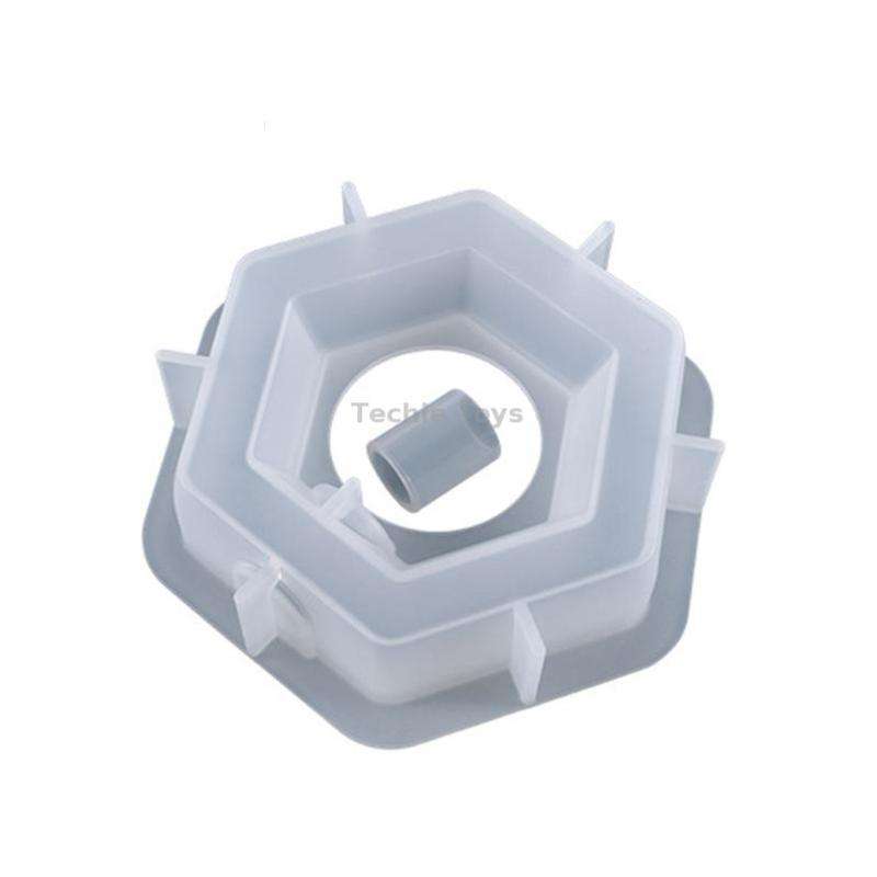 DIY Crystal Epoxy Test Tube Cultivation Vase Silicone Mould, Spec: Hexagon+2Pcs Blue
