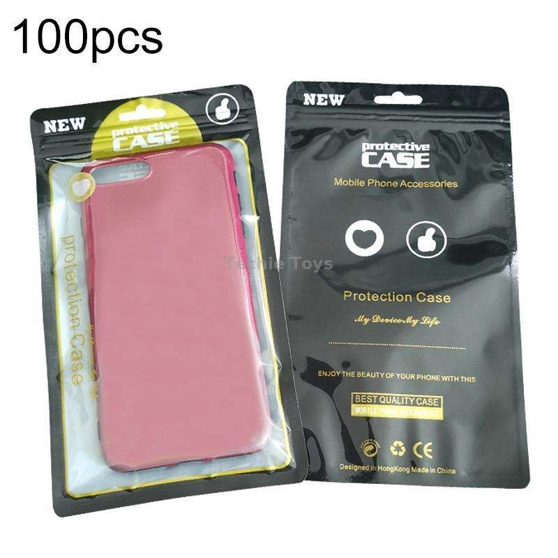 100PCS Phone Case Plastic Self-Sealing Pearl Packaging Bags, Size: 12x21cm (Black)
