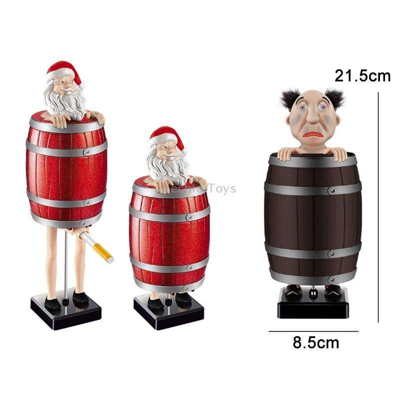 Wooden Barrels Automatic Ejection Cigarette Cases Spoof Toys(Santa Claus)