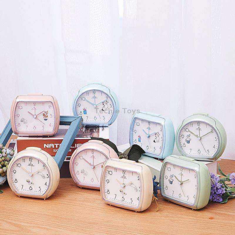 Cute Children Small Alarm Clock Bedside Night Light Clock(A306 Green)