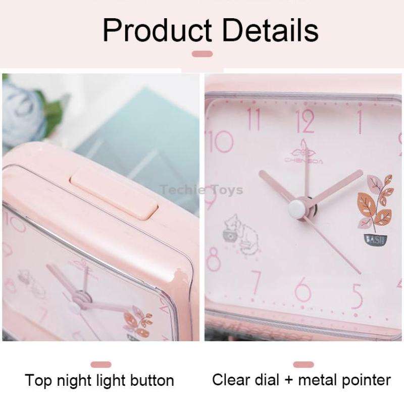 Cute Children Small Alarm Clock Bedside Night Light Clock(A306 Green)