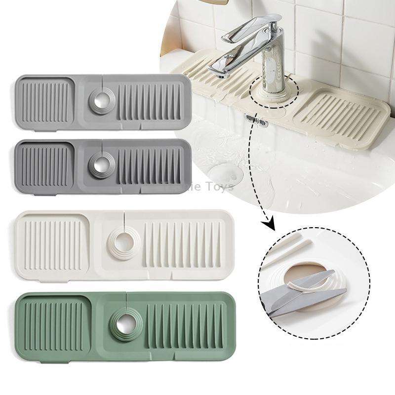 Faucet Silicone Draining Mat Anti-splash Kitchen Sink Non-slip Soap Mat, Size: Large(Light Gray)
