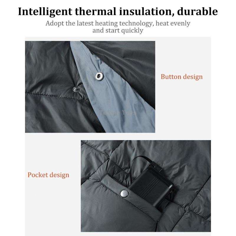 Multifunctional Heating Blanket USB Electric Blanket Outdoor Warm Electric Heating Shawl(Gray)
