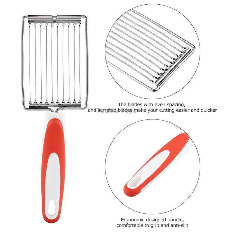 Tomato Luncheon Meat Slicer Non-slip Stainless Steel Fruit Cutter(Orange)