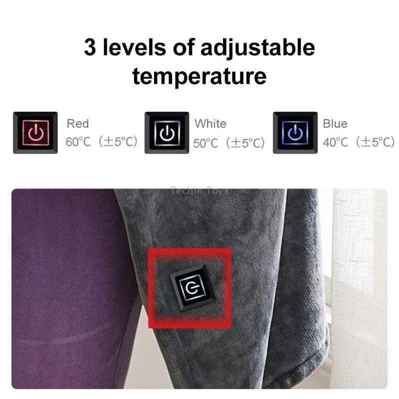 3-speed Temperature Control 8-zone Heating USB Electric Shawl Electric Blanket 150 x 85cm(Gray)