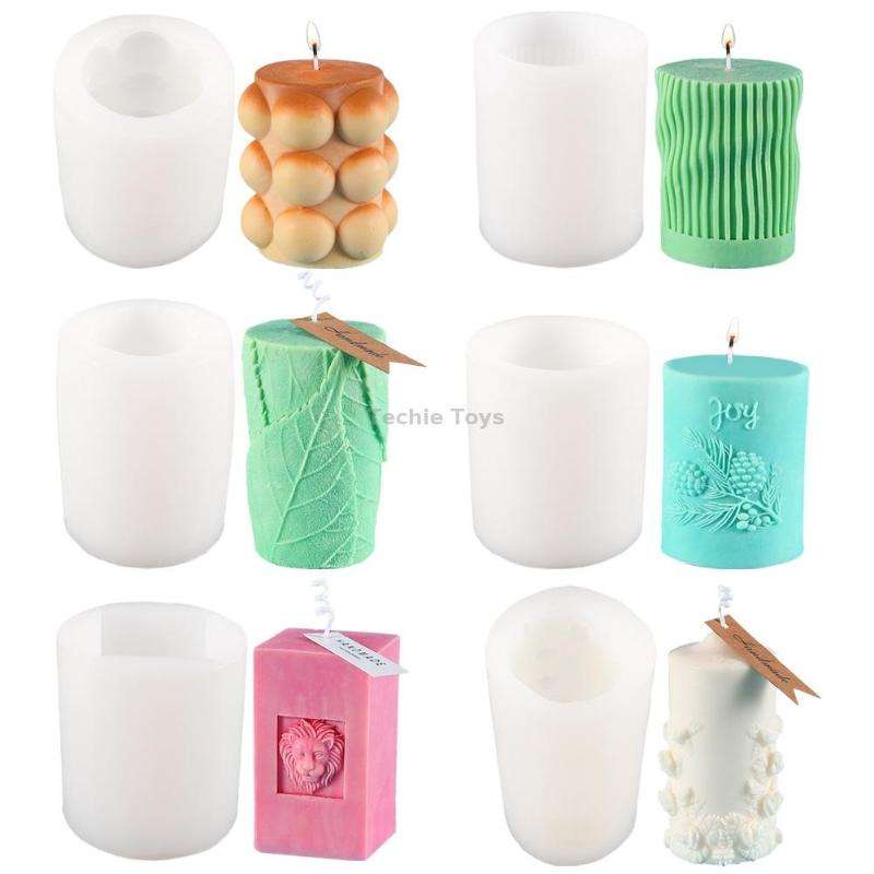 2807 Small Rose Pattern Cylindrical Scented Candle Silicone Mold Plaster Drop Glue Mold