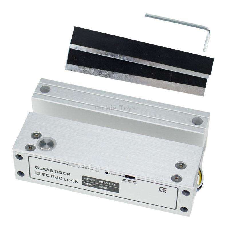 Top And Bottom Frameless Glass Door Aluminum Alloy Electric Mortise Lock(Left)