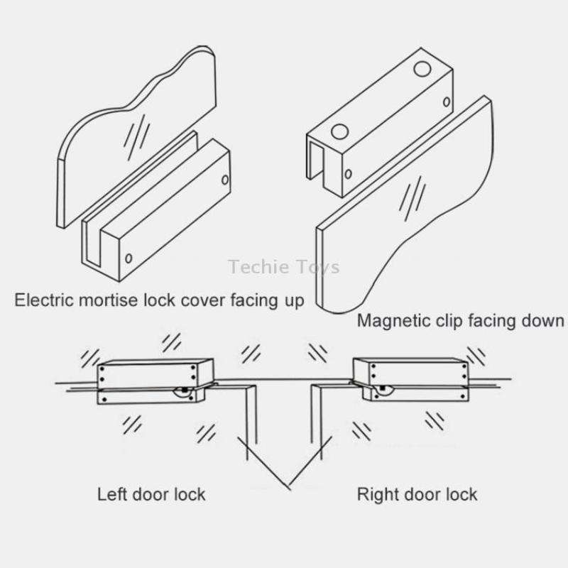 Top And Bottom Frameless Glass Door Aluminum Alloy Electric Mortise Lock(Left)