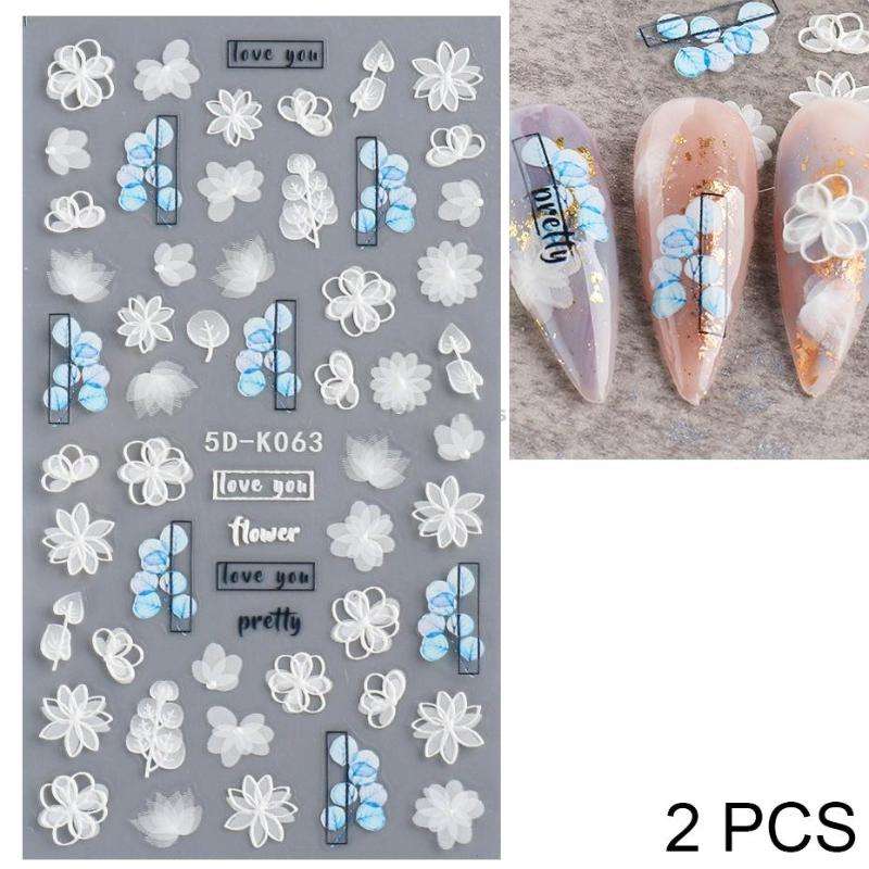 2 PCS 5D Stereoscopic Hollow Lace Nail Stickers Nail Art 3D Flower Embossed Stickers(5D-K57)