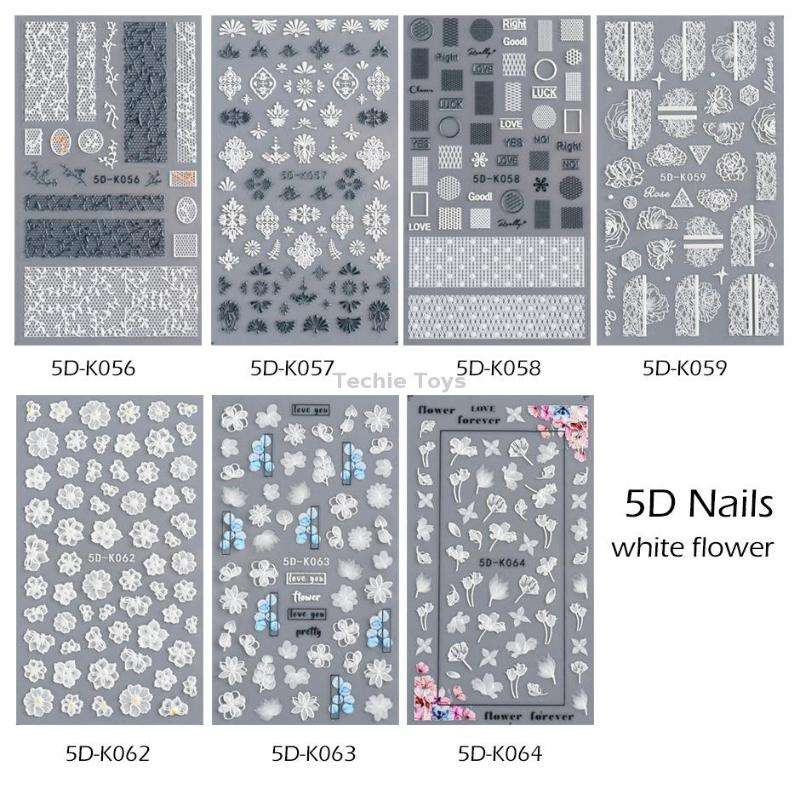 2 PCS 5D Stereoscopic Hollow Lace Nail Stickers Nail Art 3D Flower Embossed Stickers(5D-K57)