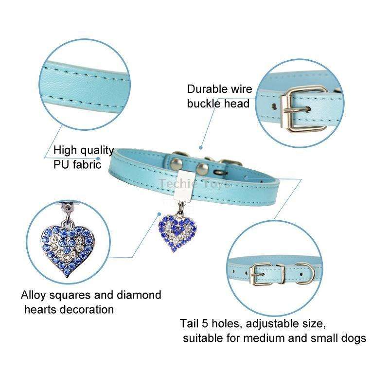 Heart Shaped Pendant PU Leather Dog Collar Pet Dog Leash, Size: XS 1.3-25cm(Red)