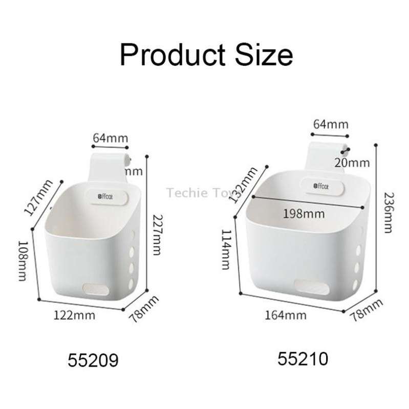 Ffcat Kitchen Sundries Storage Hanging Basket Bathroom Storage Basket, Color: 55210 White