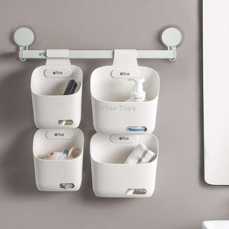 Ffcat Kitchen Sundries Storage Hanging Basket Bathroom Storage Basket, Color: 55210 White