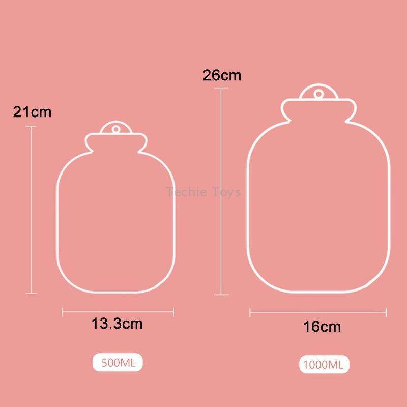 Cartoon Plush Portable Water Jection Mini Hot Water Bag, Color: 500ML Pink