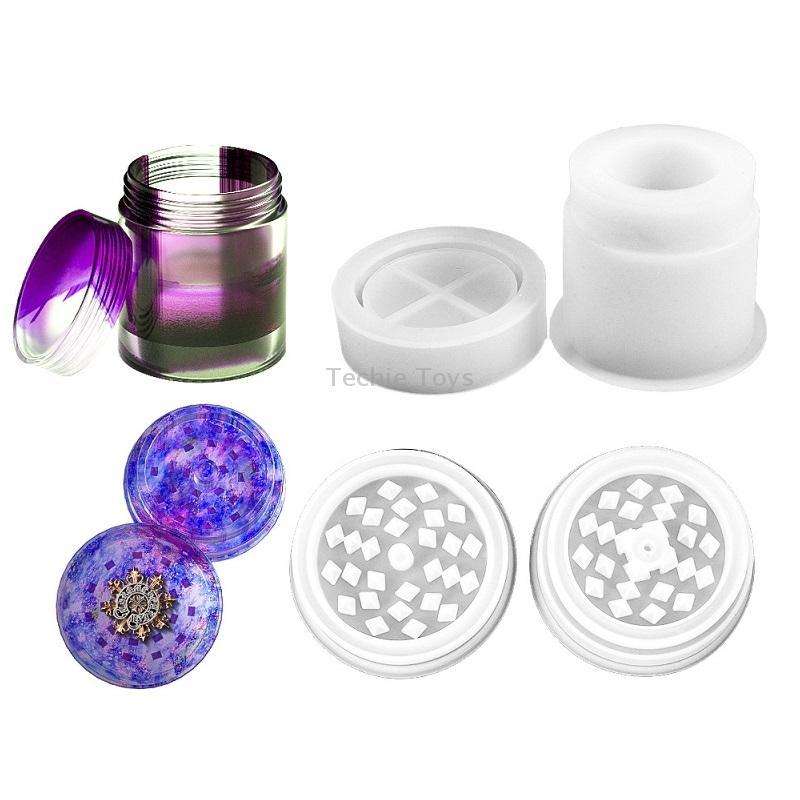 DIY Crystal Epoxy Silicone Mold Combination Set, Shape: Circular Bottle+Grinding Device