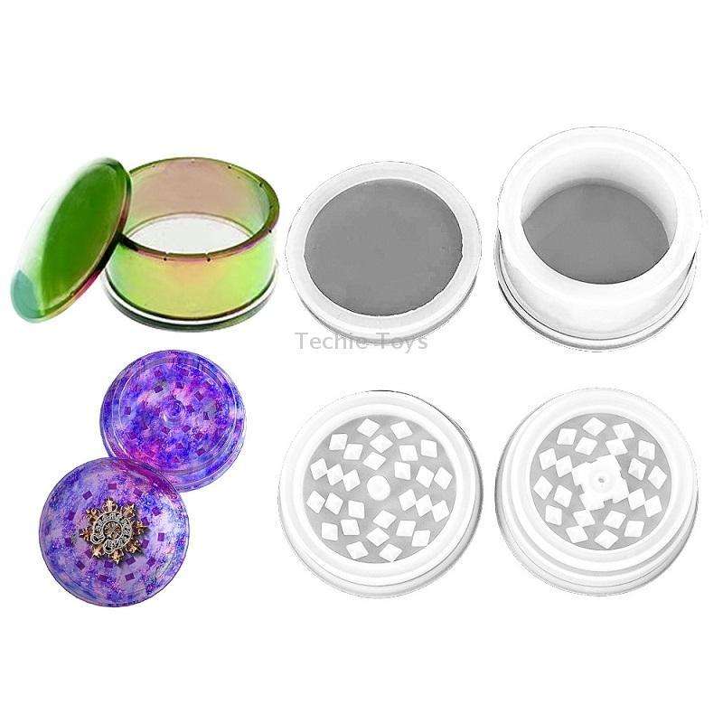 DIY Crystal Epoxy Silicone Mold Combination Set, Shape: Storage Round+Grinding Device