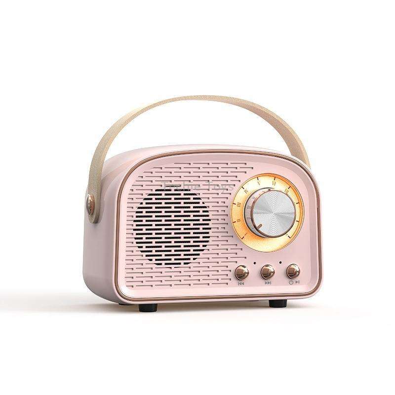 DW21 Vintage Radio BT Speaker Support TF Card/U Disk to Play(Pink)