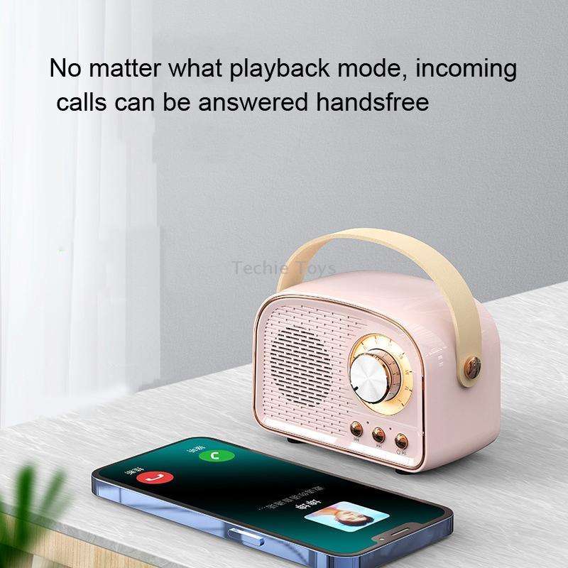 DW21 Vintage Radio BT Speaker Support TF Card/U Disk to Play(Pink)