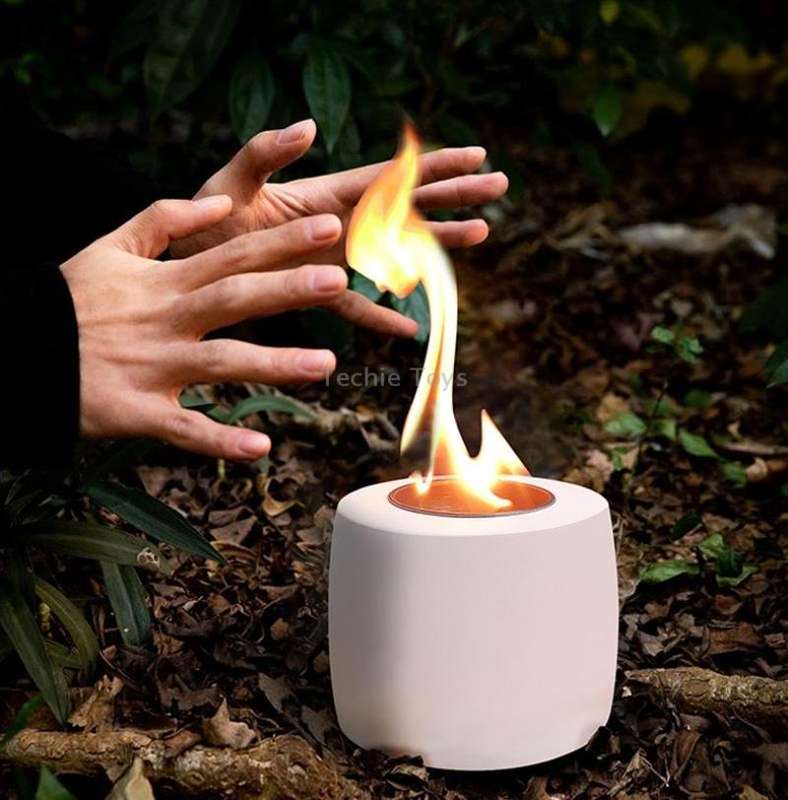 Tabletop Alcohol Fireplace Lamp Flame Heater Portable Outdoor Concrete Small Fireplace(Gray)